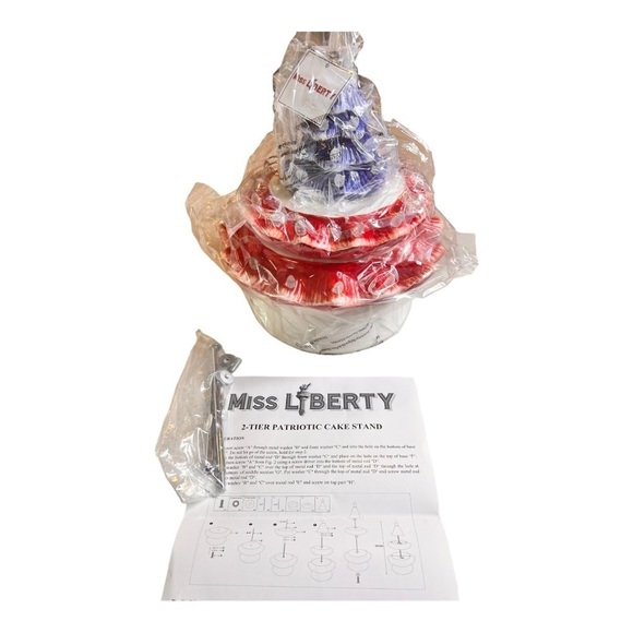 Miss Liberty‎ Red White Blue Decor Holiday Cake Stand NEW by Mr Christmas NEW - Picture 6 of 16